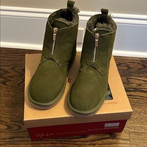 Style & Co Olive Suede Ankle Boots